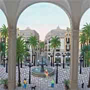 Paintings of Barcelona Plaza Real